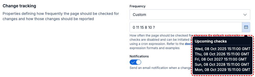 Secutils.dev UI - Custom schedule
