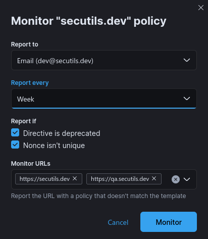 Secutils.dev CSP monitoring