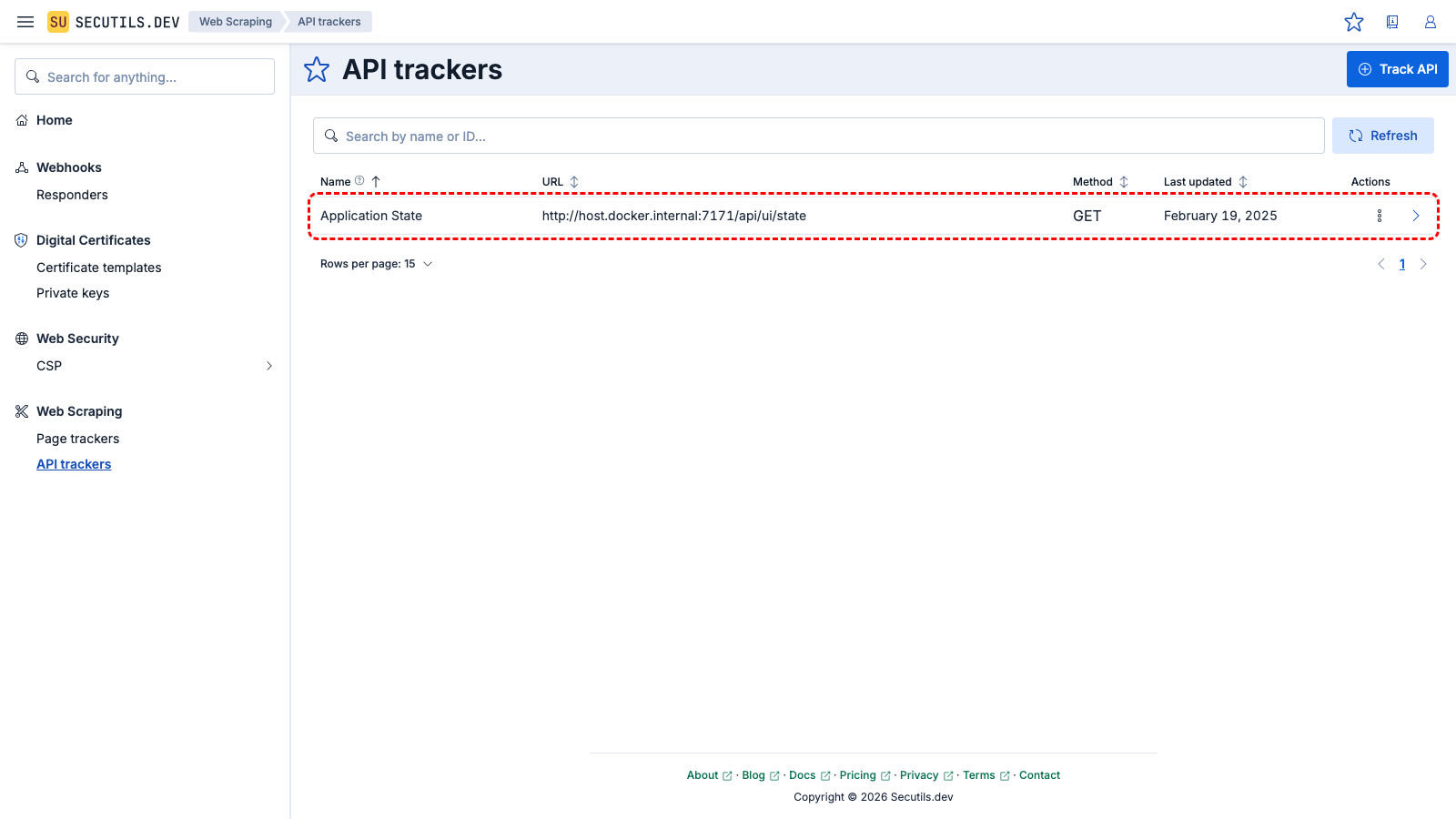 The tracker appears in the grid.